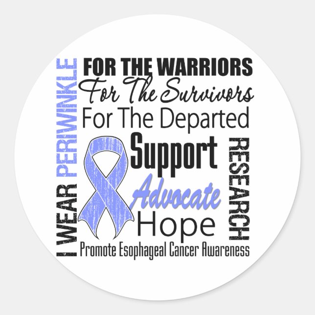 Oesophageal Cancer I Wear Periwinkle Ribbon TRIBUT Classic Round Sticker (Front)