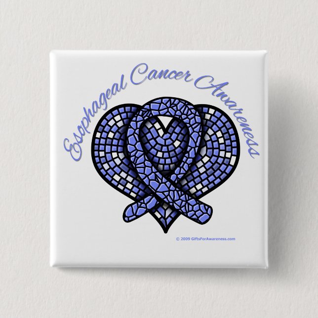 Oesophageal Cancer Mosaic Heart Ribbon 15 Cm Square Badge (Front)