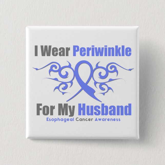 Oesophageal Cancer Periwinkle Ribbon Husband 15 Cm Square Badge (Front)