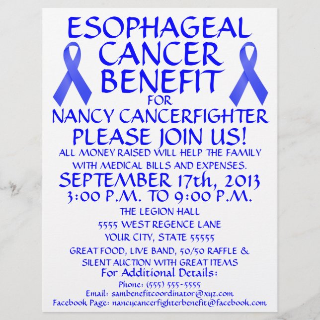 Oesophageal Cancer Ribbon Benefit Flyer (Front)