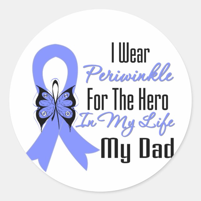 Oesophageal Cancer Ribbon Hero My Dad Classic Round Sticker (Front)