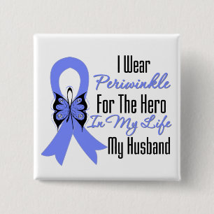 Oesophageal Cancer Ribbon Hero My Husband 15 Cm Square Badge