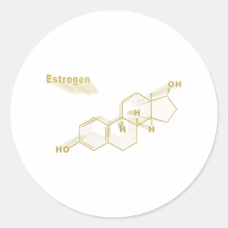 Oestrogen Hormone Structural chemical formula gold Classic Round Sticker