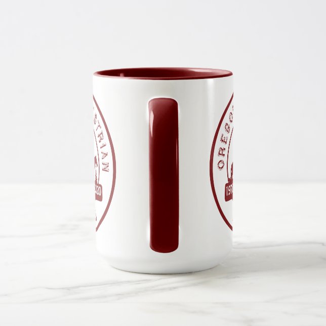 OET Mug with 50-year logo Maroon and White (Handle)