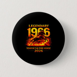 Of 1966 Fire Horse 60th Birthday 6 Cm Round Badge