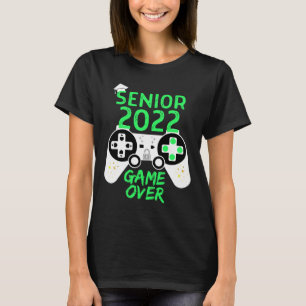 Of 2022 Senior Video Game Over School Gamer Green  T-Shirt