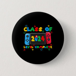 Of 2024 Level Complete Video Gamer Senior Graduati 6 Cm Round Badge