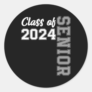 Of 2024 Senior 24 Shirt High School Graduation Par Classic Round Sticker