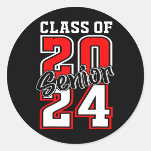 Of 2024 Senior 24 Shirt High School Graduation Par Classic Round Sticker