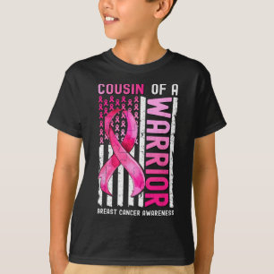 Of A Warrior Breast Cancer Usa Flag Awareness Pink T-Shirt