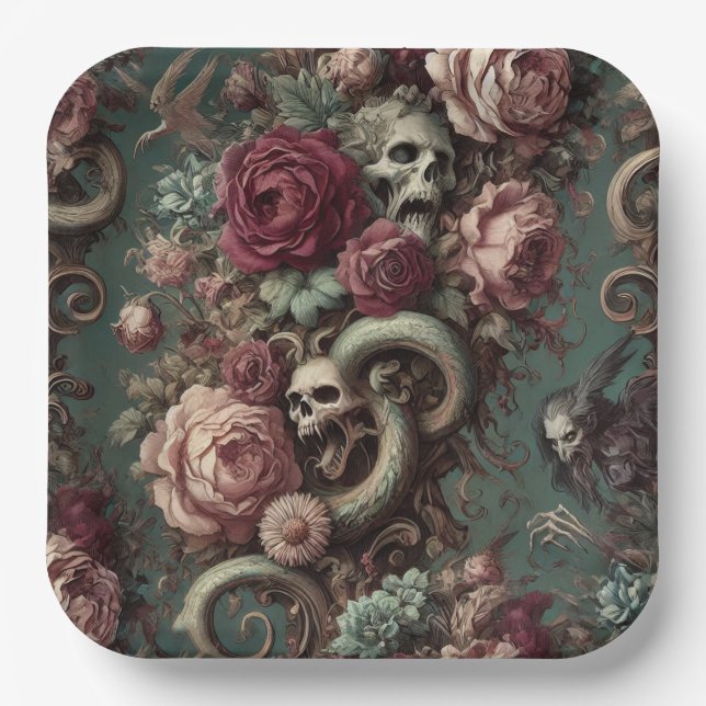 Of Bone & Vine – Gothic Victorian  Paper Plate (Front)