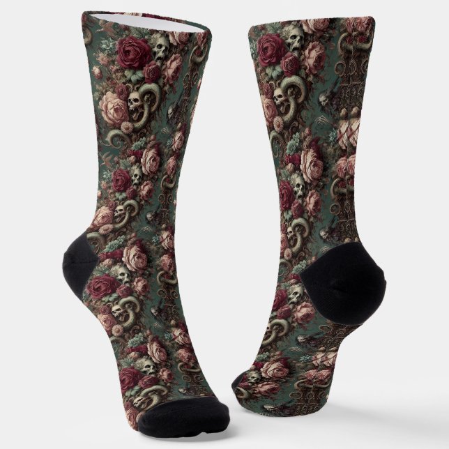 Of Bone & Vine – Gothic Victorian Tapestry Socks (Angled)