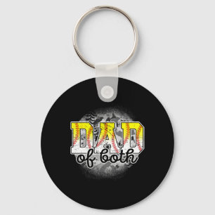Of Both Baseball Softball Fathers Day Baseball Pla Key Ring