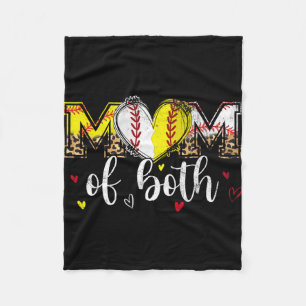 Of Both Baseball Softball Heart Leopard Mothers Da Fleece Blanket