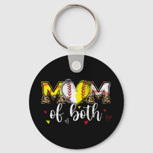 Of Both Baseball Softball Heart Leopard Mothers Da Key Ring