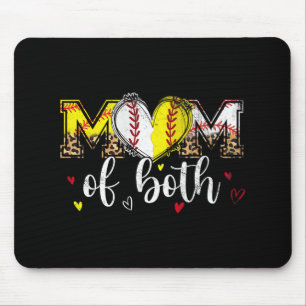 Of Both Baseball Softball Heart Leopard Mothers Da Mouse Mat