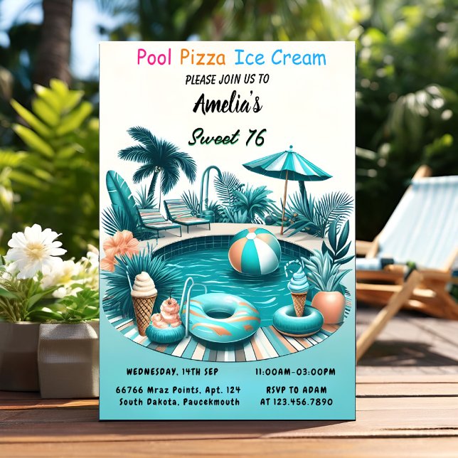 Of Boy Fun Teen Adult Pool Party Sweet 16 Birthday Invitation (Creator Uploaded)