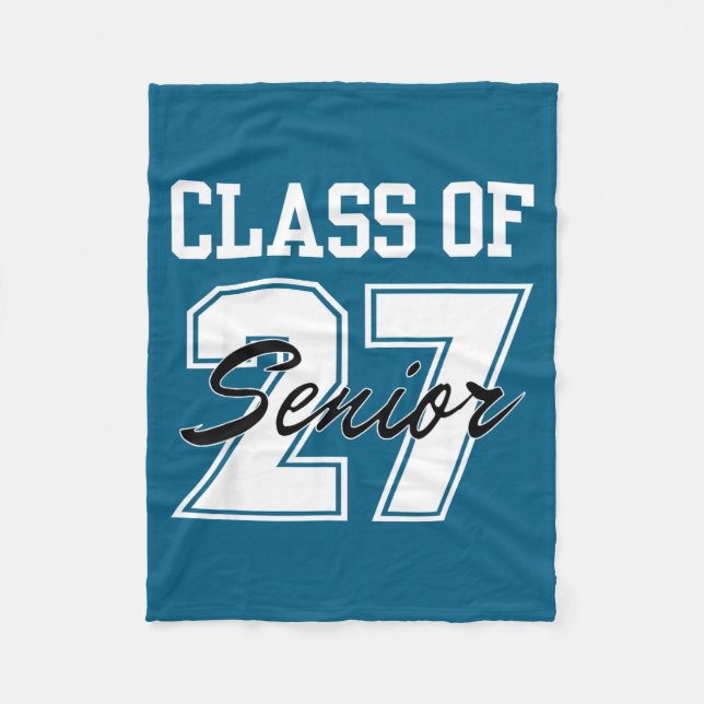Of Class 2027 Graduation Senior Back Fleece Blanket (Front)