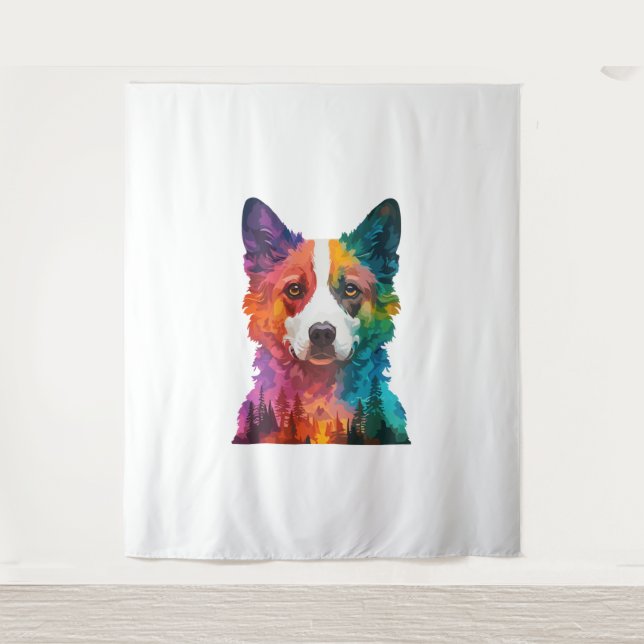 of Colourful dog Tapestry (Front)