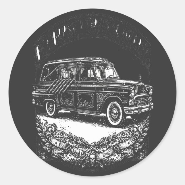 Of Corpse I'm Ready — Hearse Classic Round Sticker (Front)