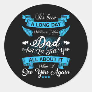 Of Dad Memory Of My Father In Heaven Angel Wings  Classic Round Sticker