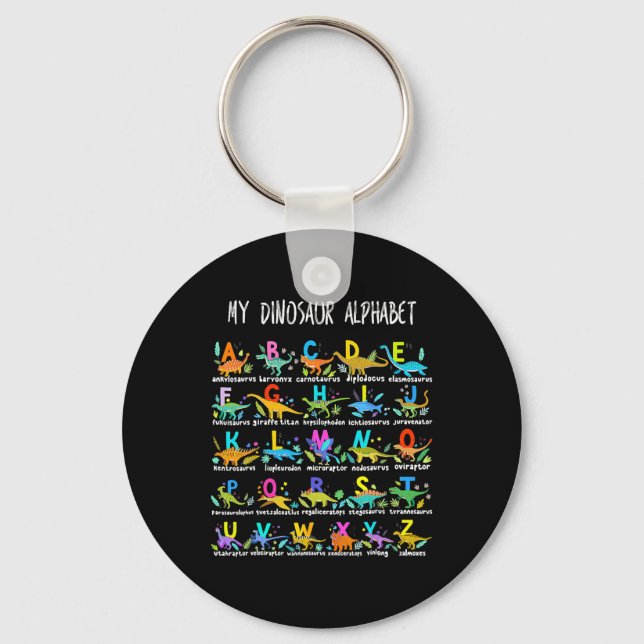 Of Dinosaurs Alphabet Abc Back To School Student K Key Ring (Front)
