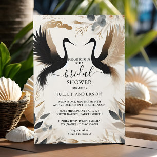 Of Feather Asian Sky Cloud Crane Fun Bridal Shower Invitation