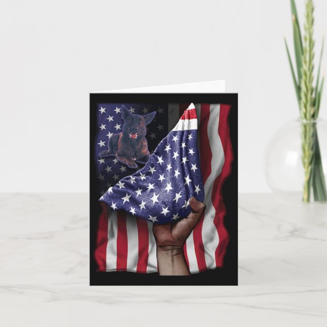 Of Independence Us Flag Dutch Shepherd  Card (Front)