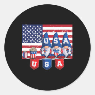 Of July 2023 Patriotic Gnomes Funny American Usa Classic Round Sticker