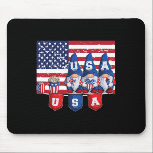 Of July 2023 Patriotic Gnomes Funny American Usa  Mouse Mat