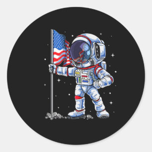 Of July Astronaut Usa American Flag Funny Patrioti Classic Round Sticker