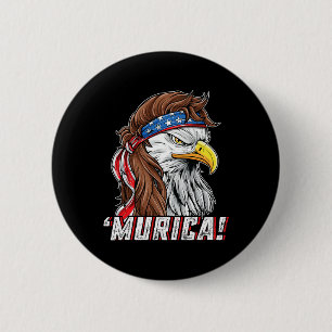 Of July Bald Eagle Mullet Murica Usa Usa Merica  6 Cm Round Badge