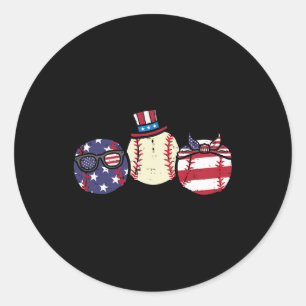 Of July Baseball Independence Day America Men Wome Classic Round Sticker