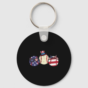Of July Baseball Independence Day America Men Wome Key Ring