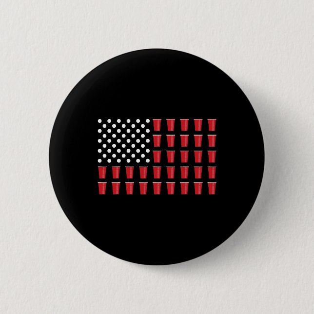 Of July Beer Pong American Flag College Party  6 Cm Round Badge (Front)