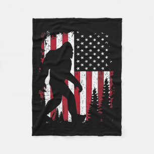 Of July Bigfoot Sasquatch American Flag Patriotic  Fleece Blanket