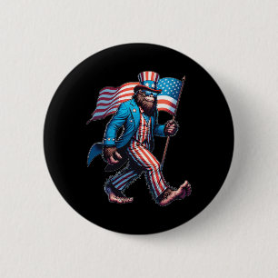 Of July Bigfoot Sasquatch Patriotic American Flag  6 Cm Round Badge