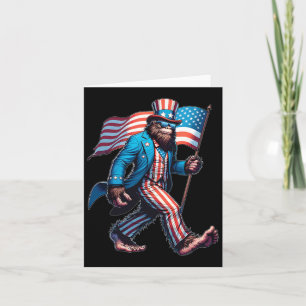 Of July Bigfoot Sasquatch Patriotic American Flag Card