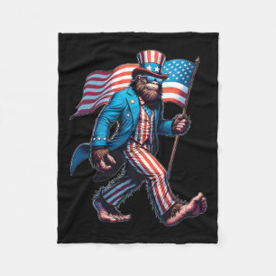 Of July Bigfoot Sasquatch Patriotic American Flag Fleece Blanket