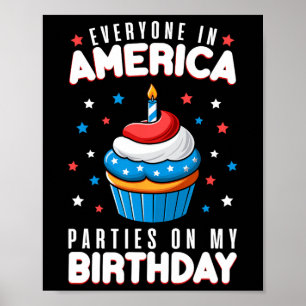 Of July Birthday Party Boy Girl Fourth Of July Bda Poster