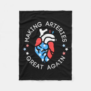Of July Cardiac Nurse Making Arteries Great Again Fleece Blanket