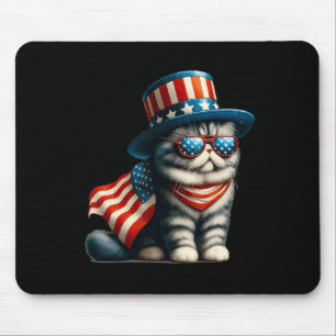 Of July Cat American Flag Cat Lover Meowica Indepe Mouse Mat