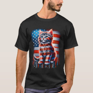 Of July Cat Usa Flag Cute Kitten Memorial Day Patr T-Shirt