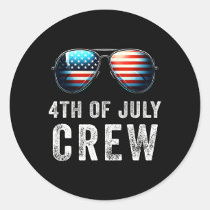 Of July Crew Matching Family Outfits Men Women Kid Classic Round Sticker