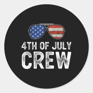 Of July Crew Matching Family Outfits Men Women Kid Classic Round Sticker