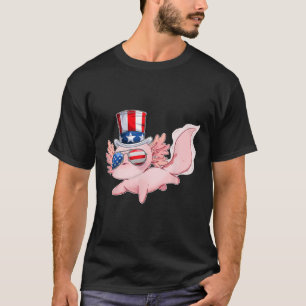 Of July Cute Axolotl Independence Day Usa Gles Hat T-Shirt