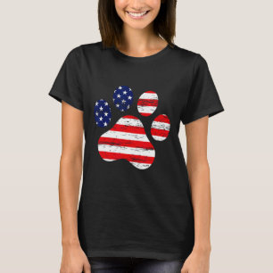 Of July Cute Dog Paw Usa American Flag Independenc T-Shirt