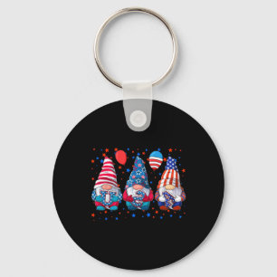 Of July Cute Gnomes Usa American Flag Independence Key Ring