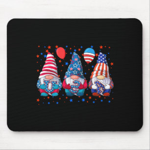 Of July Cute Gnomes Usa American Flag Independence Mouse Mat
