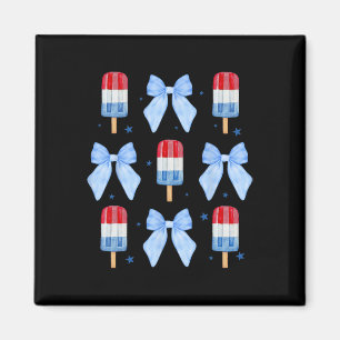 Of July Cute Popsicle Bows Patriotic Women Kids 1  Magnet
